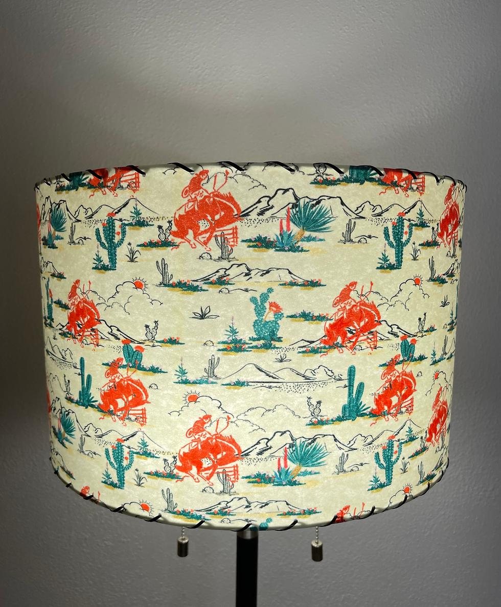 Thumbnail: Handmade Fiberglass Lamp Shade Mid Century Retro Buck 'n Bronco 16”d x 10”h