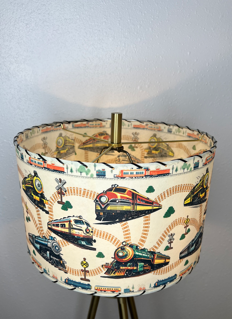 Thumbnail: Handmade Fiberglass Lamp Shade Mid Century Rail Fan Train Engine 13"d x 8"h