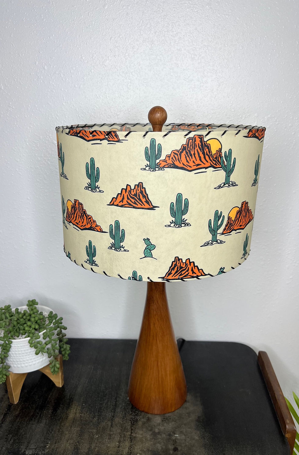 Thumbnail: Handmade Fiberglass Lamp Shade Mid Century Western Desert Cactus 13"d x 8"h