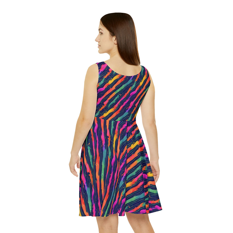 Thumbnail: Rainbow Paint Splash Stripes Pride Dress