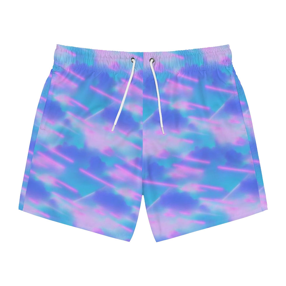 Thumbnail: 90s Retro Vaporwave Clouds and Lasers Swim Trunks