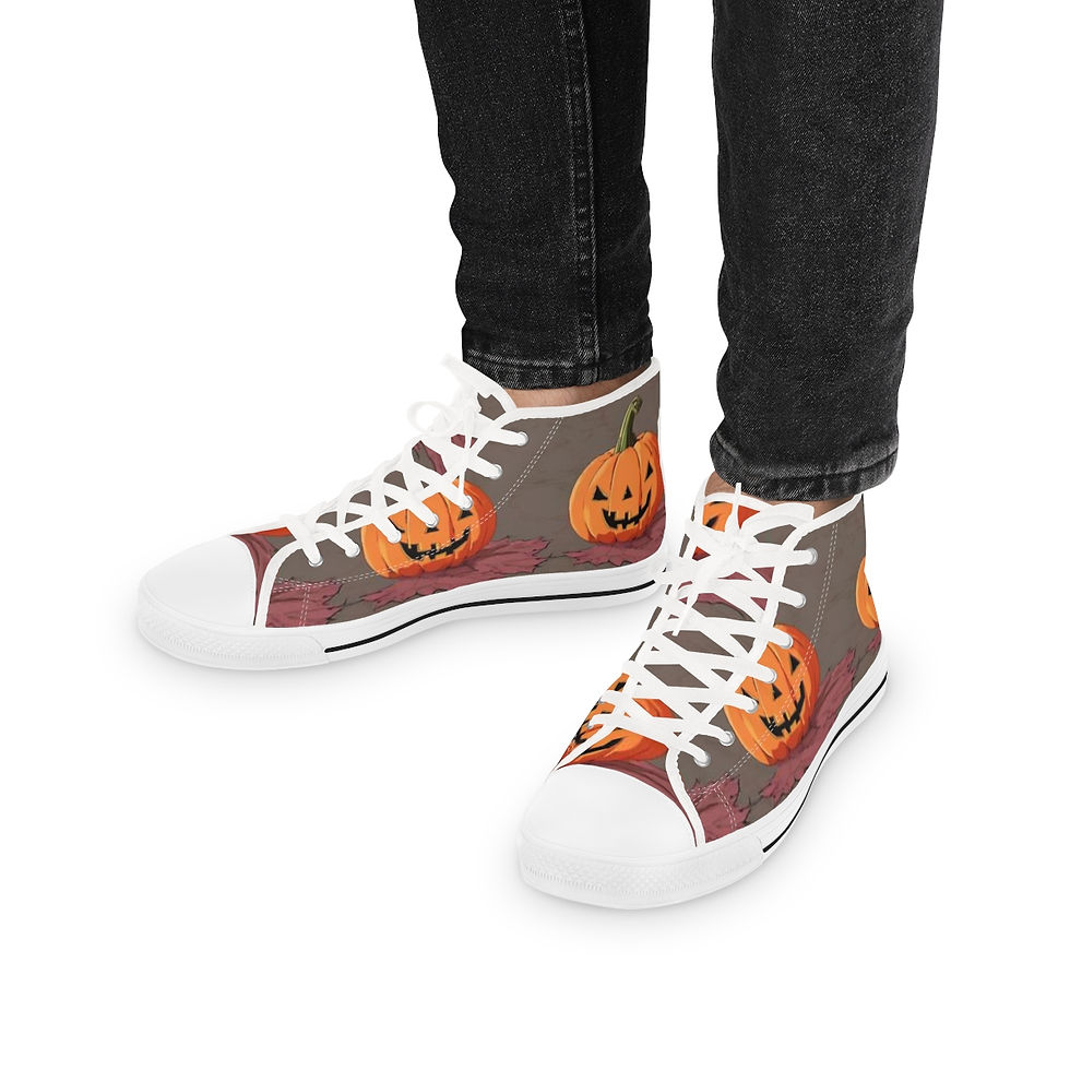 Thumbnail: Spooky Jack-O-Lantern Halloween Canvas Sneakers