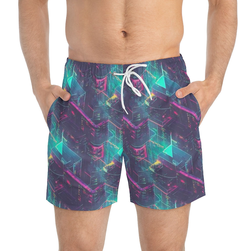 Thumbnail: 90s Retro Cyberpunk City Swim Trunks