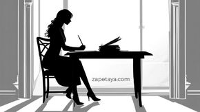 Силует на млада жена, която пише до прозорец – символ на вдъхновение, концентрация и стремеж в литературното творчество.