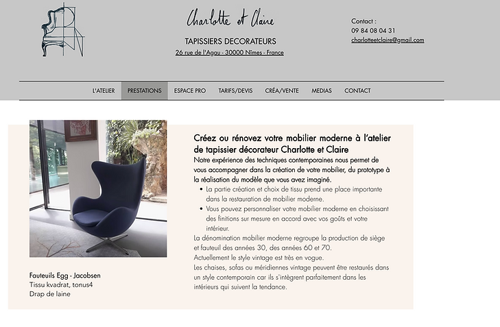 Création du site internet de Charlotte et Claire - Artisans