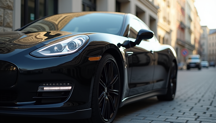 Black car with ceramic window tint