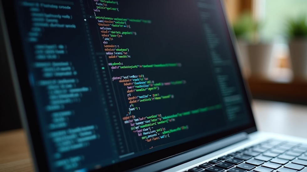 Eye-level view of a laptop screen showing Python code for AI automation