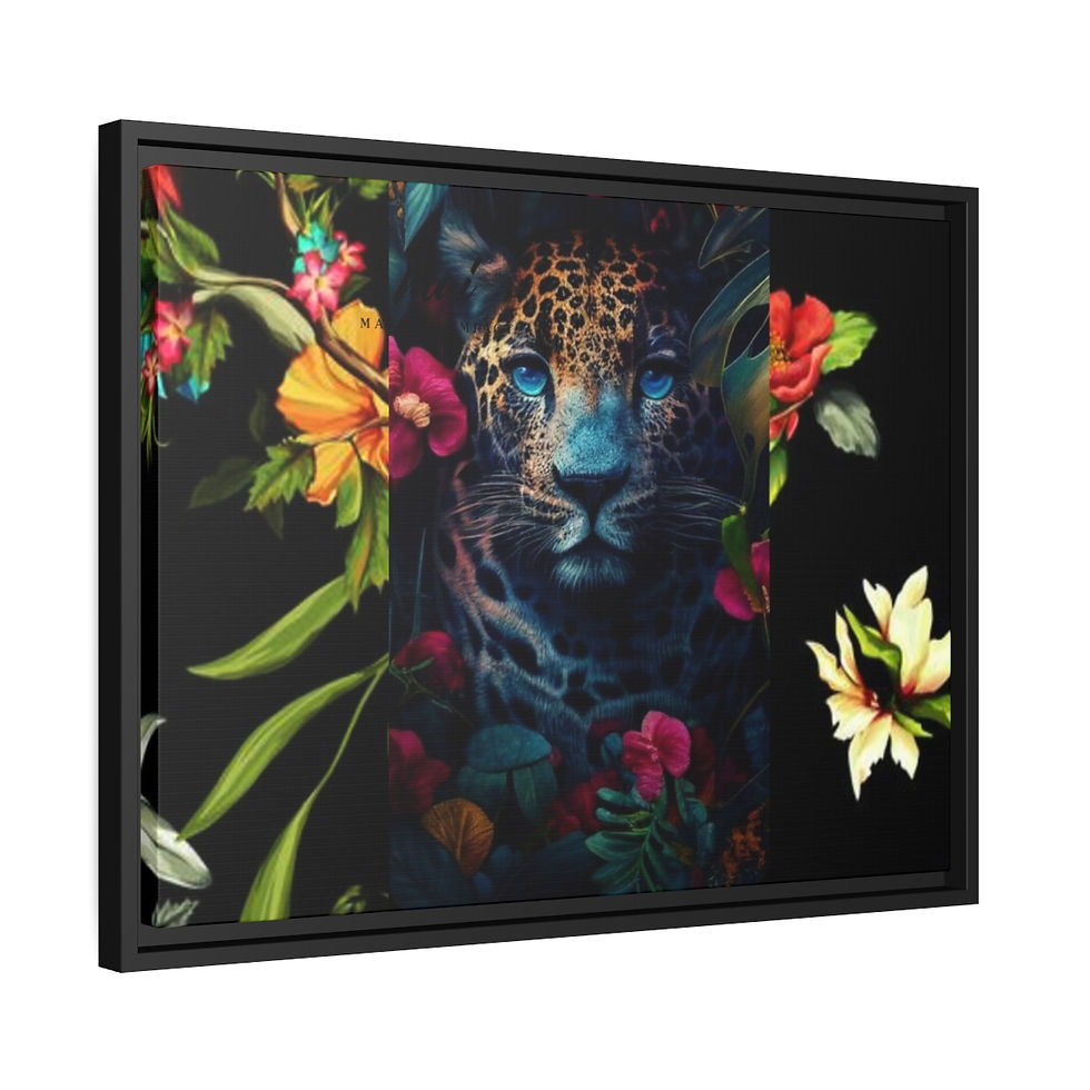 Thumbnail: Mai  Life Tropical Leopard Matte Canvas, Black Frame