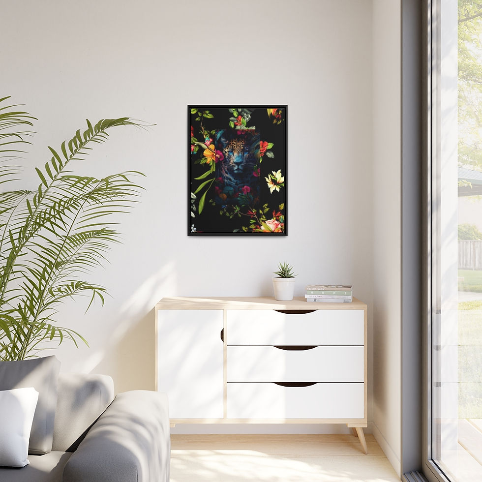 Thumbnail: Mai  Life Tropical Leopard Matte Canvas, Black Frame