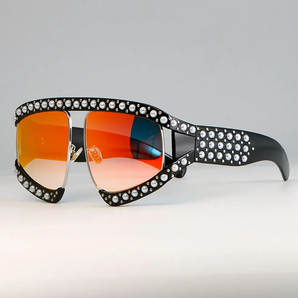Thumbnail: Goggles Women Luxury  Pearl Glasses Frame Red Mirror Glasses Oversized UV400