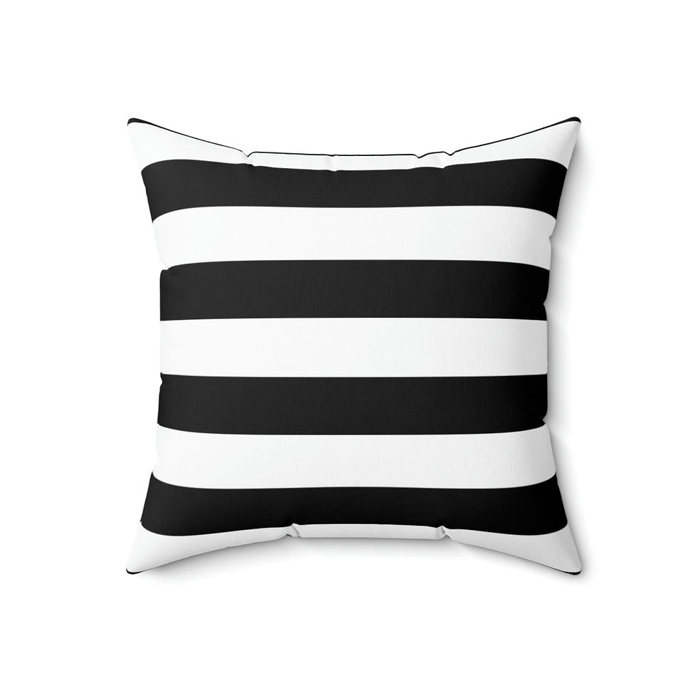 Thumbnail: Black and White Stripe Spun Polyester Square Pillow