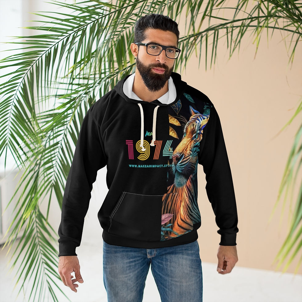 Thumbnail: Unisex Mai Life Tiger neon 1974 Pullover Hoodie 