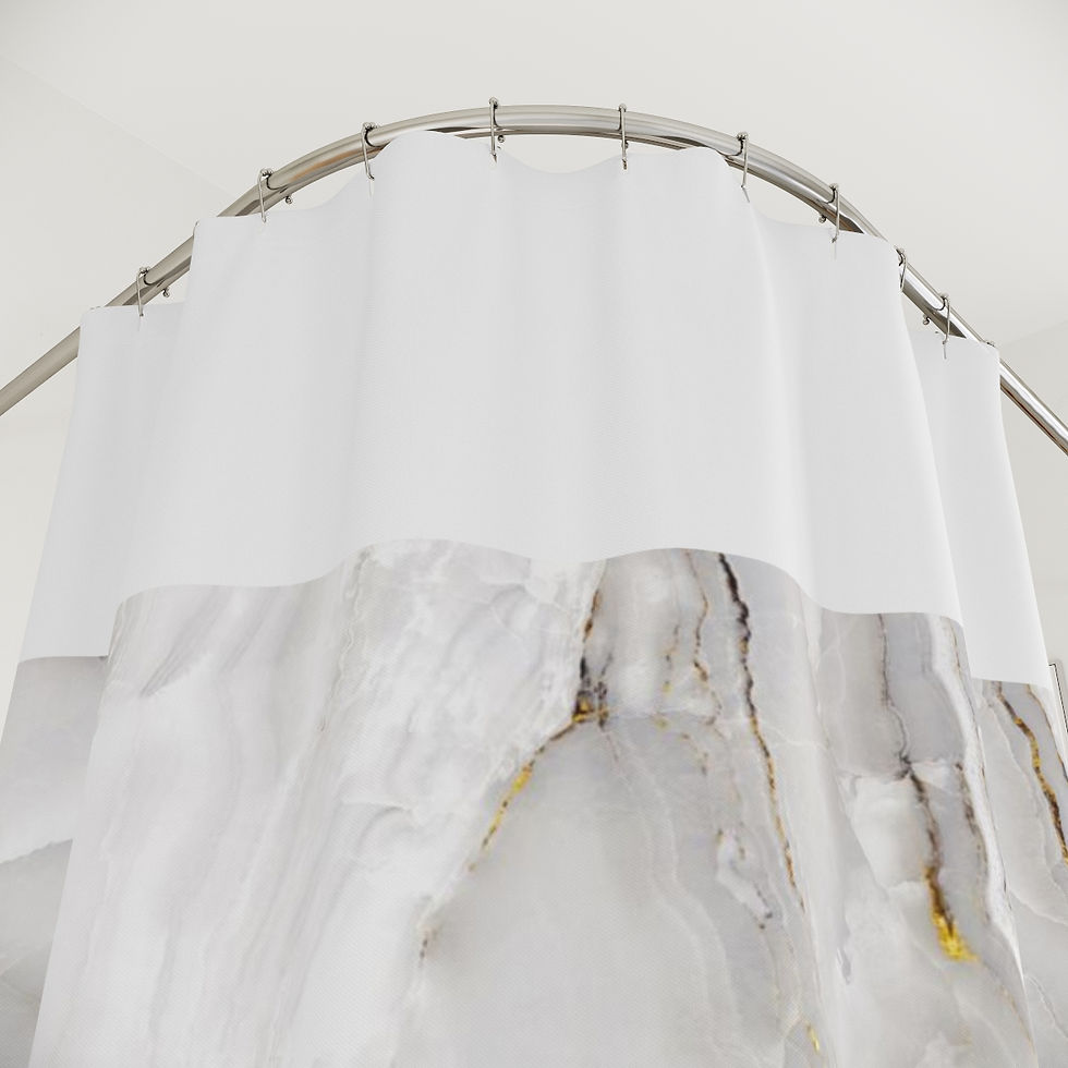 Thumbnail: Mal Life Marble Polyester Shower Curtain