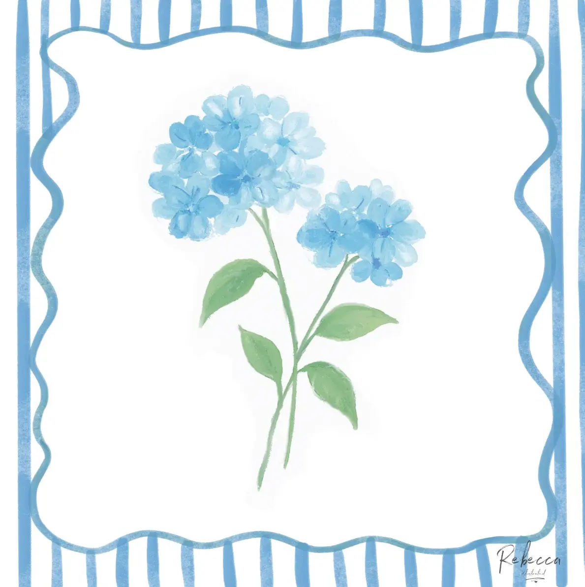 Blue Hydrangeas Mahjong Mat