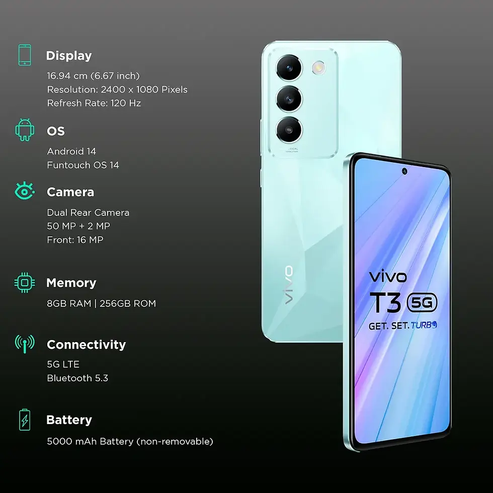 Thumbnail: vivo T3 5G (8GB RAM, 256GB, Cosmic Blue)