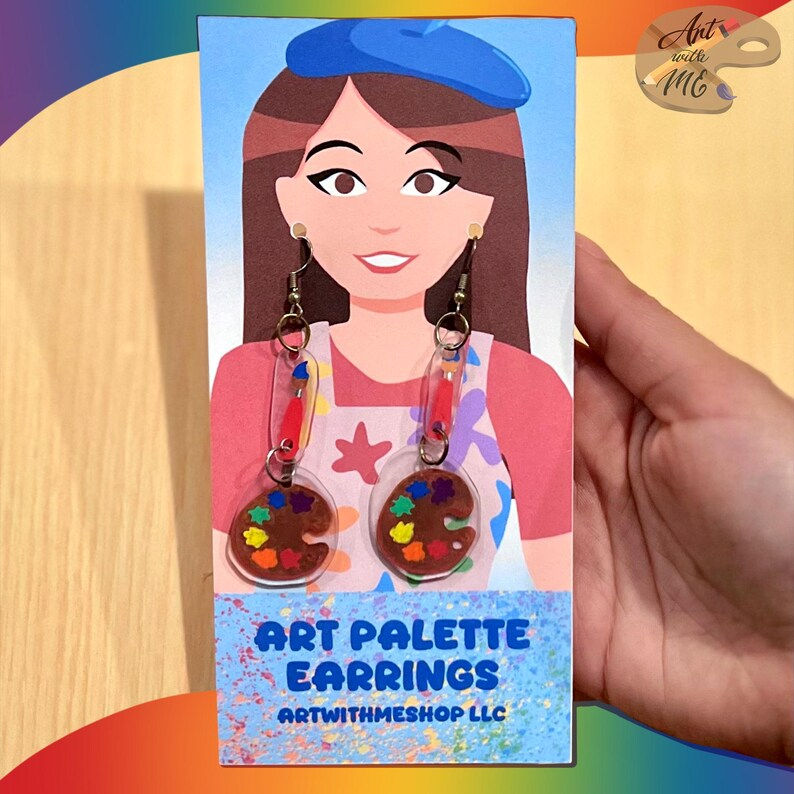 Thumbnail: Art Palette Earrings on display card