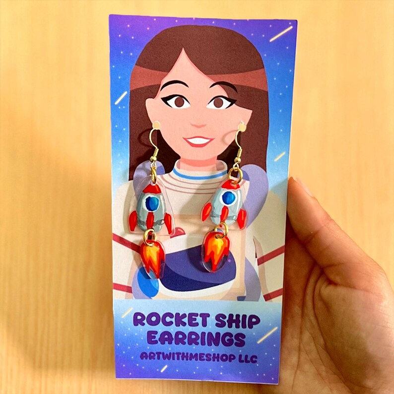 Thumbnail: Rocket Ship Earrings package