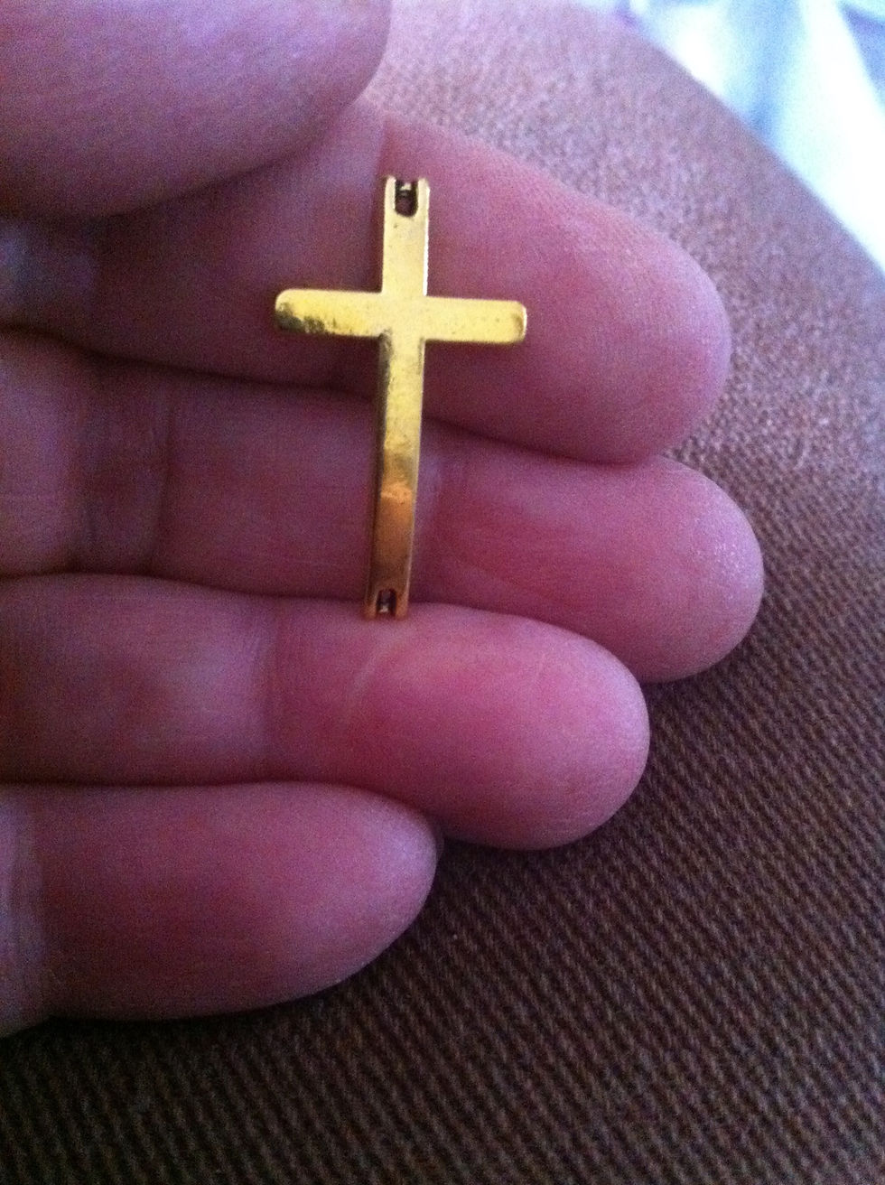 Thumbnail: Charms: Gold curved Cross small # 199C