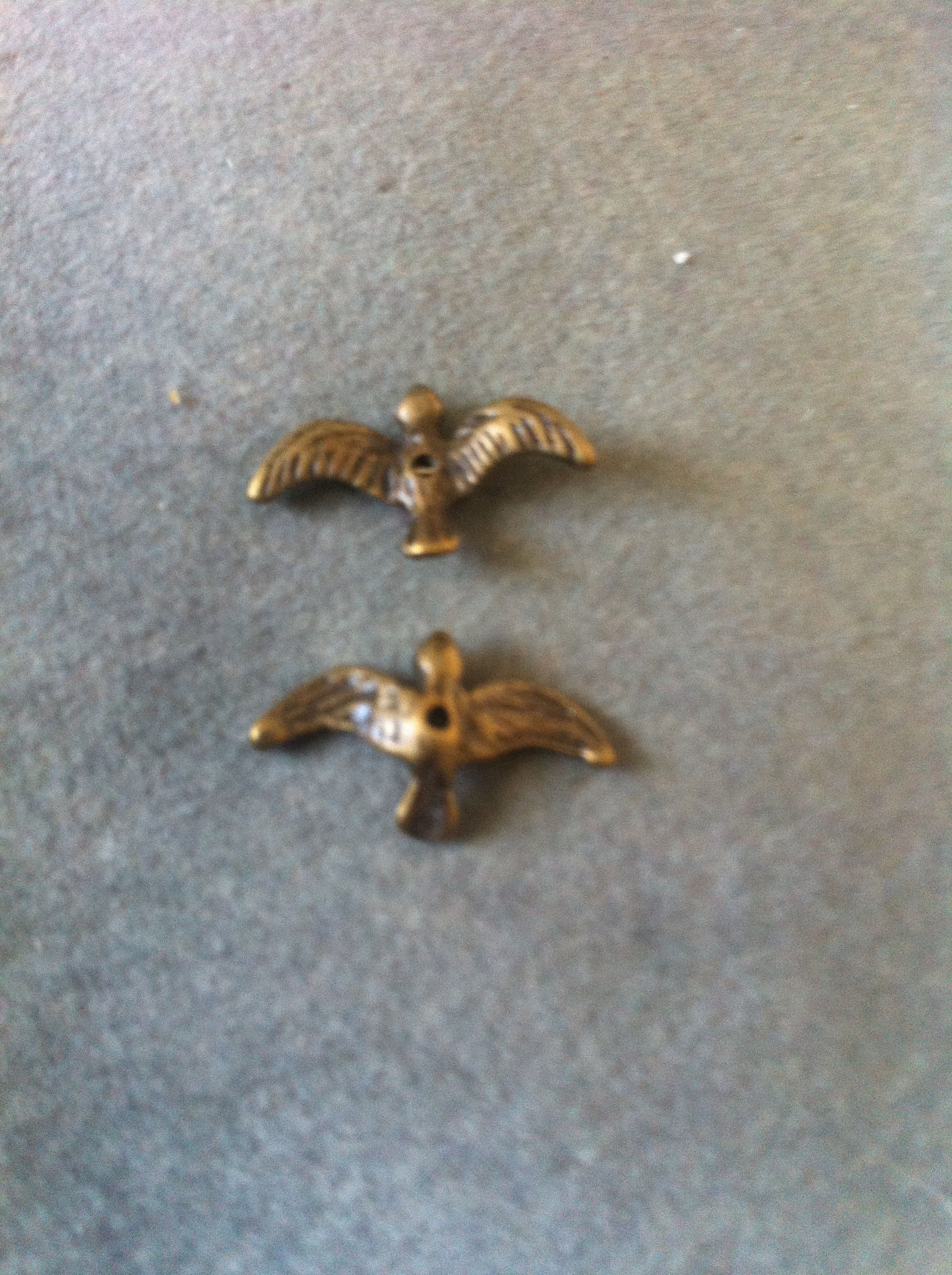 Charms: Bronze bird bead charms # 38