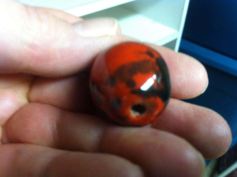 Thumbnail: Large egg-shaped ceramic focal bead