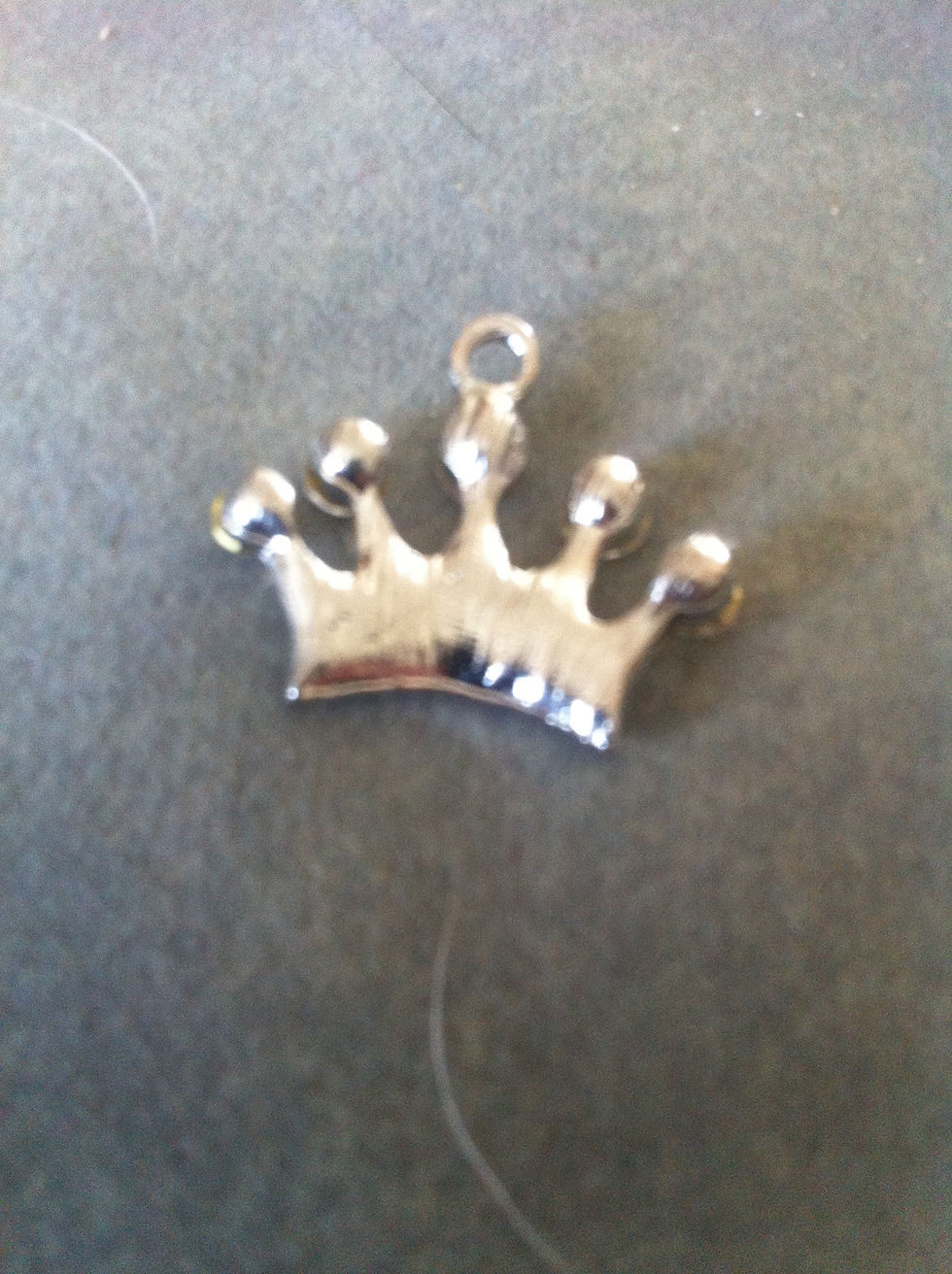 Thumbnail: charms: Silver fancy crowns with rhinestones #267