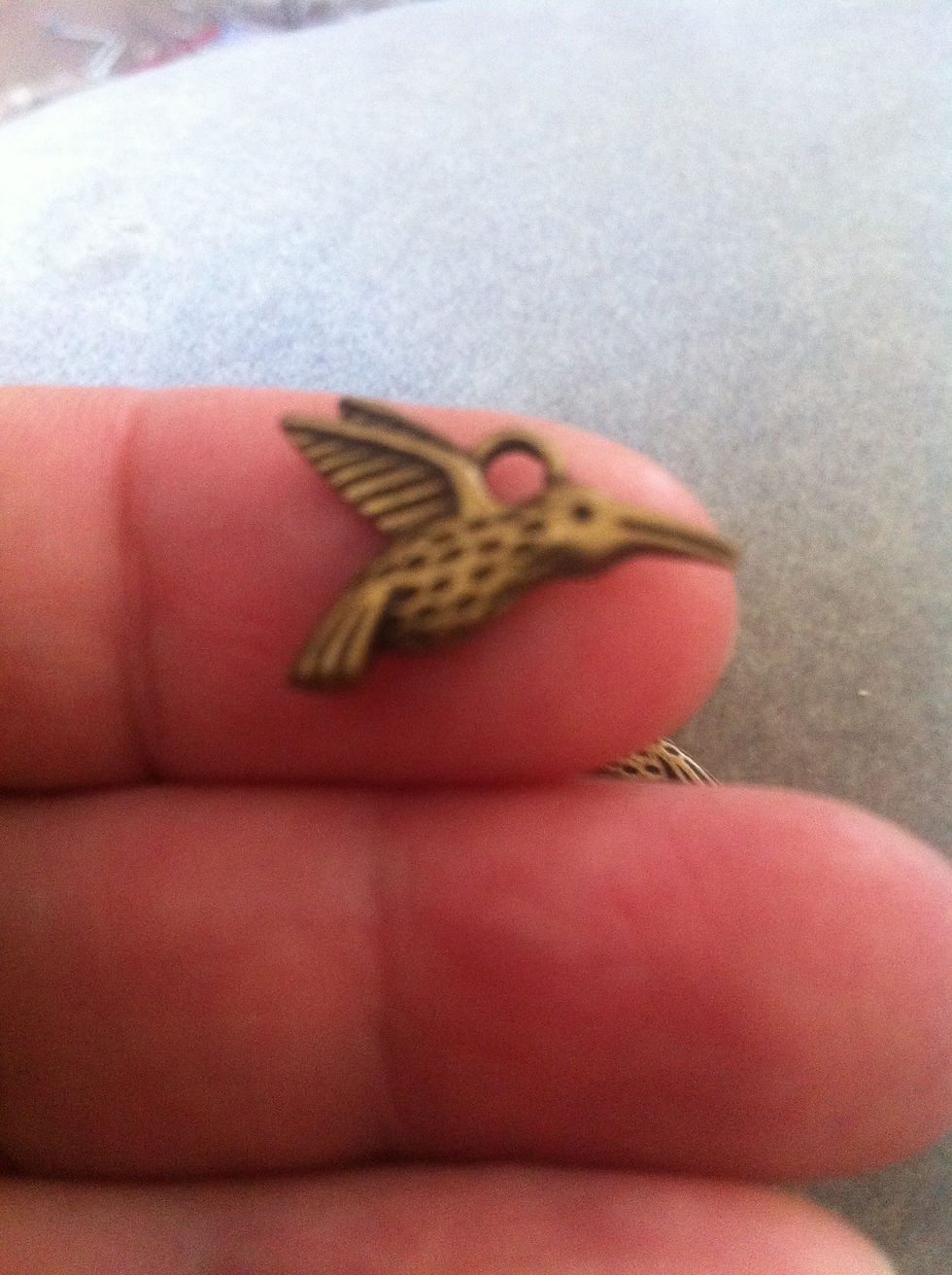Thumbnail: Charms: Bronze hummingbird charms #37