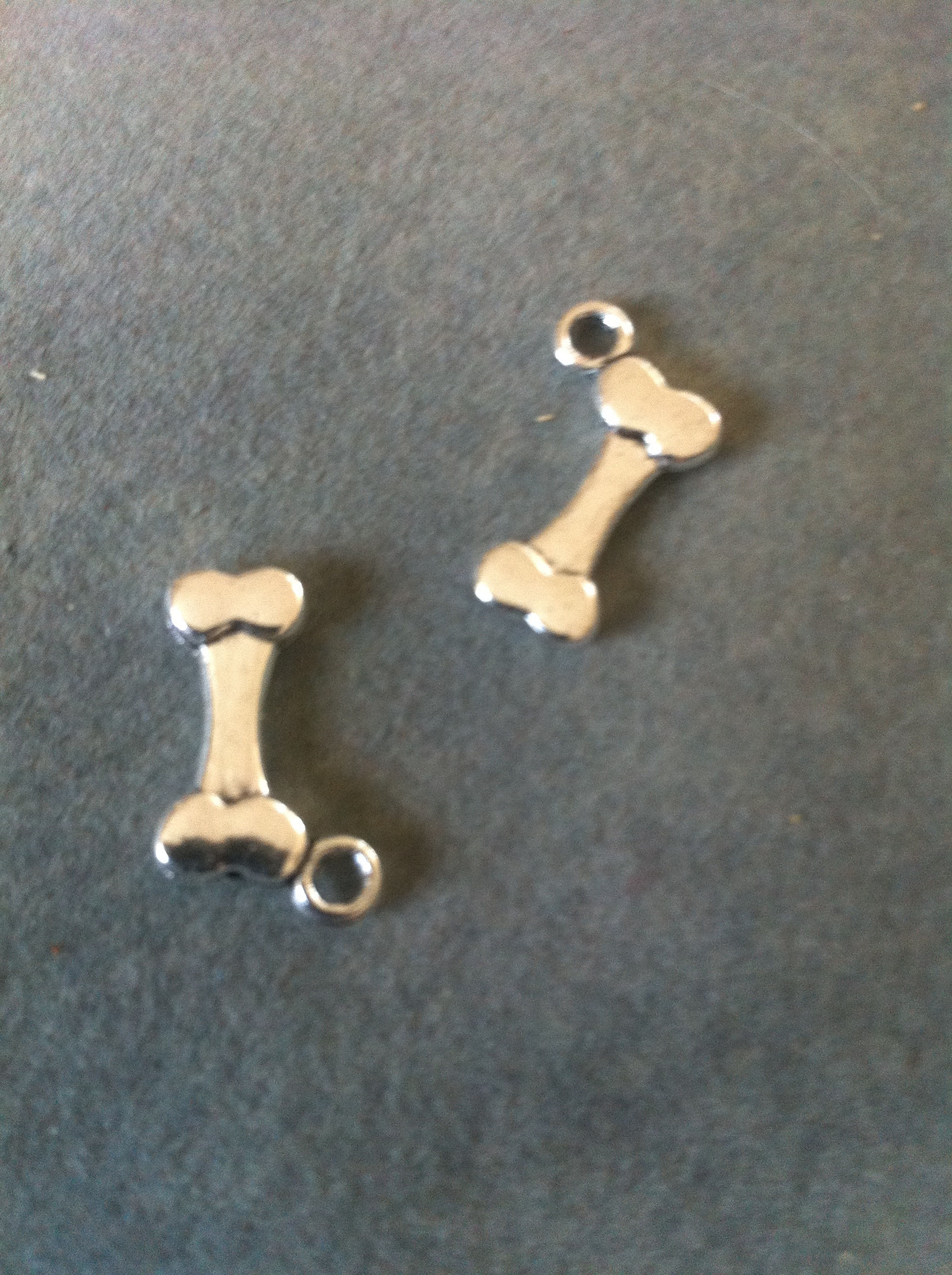 Charms; Silver dog bone charms # 57