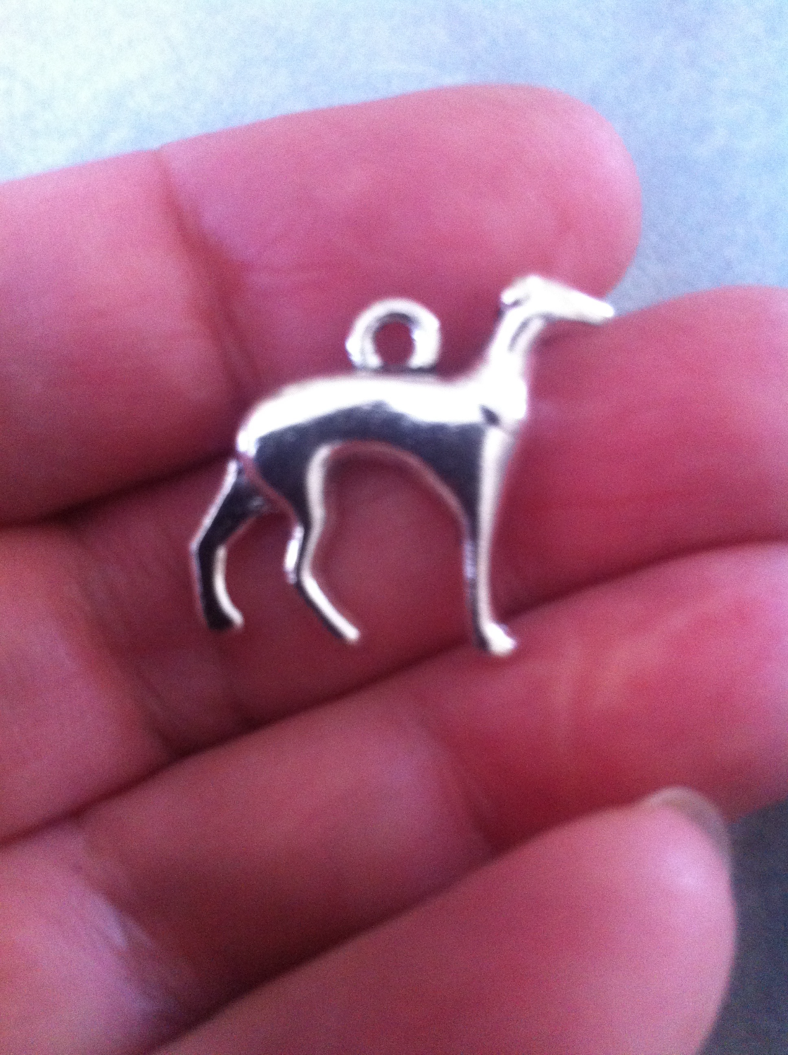 Charms: Silver Greyhound type dog #14