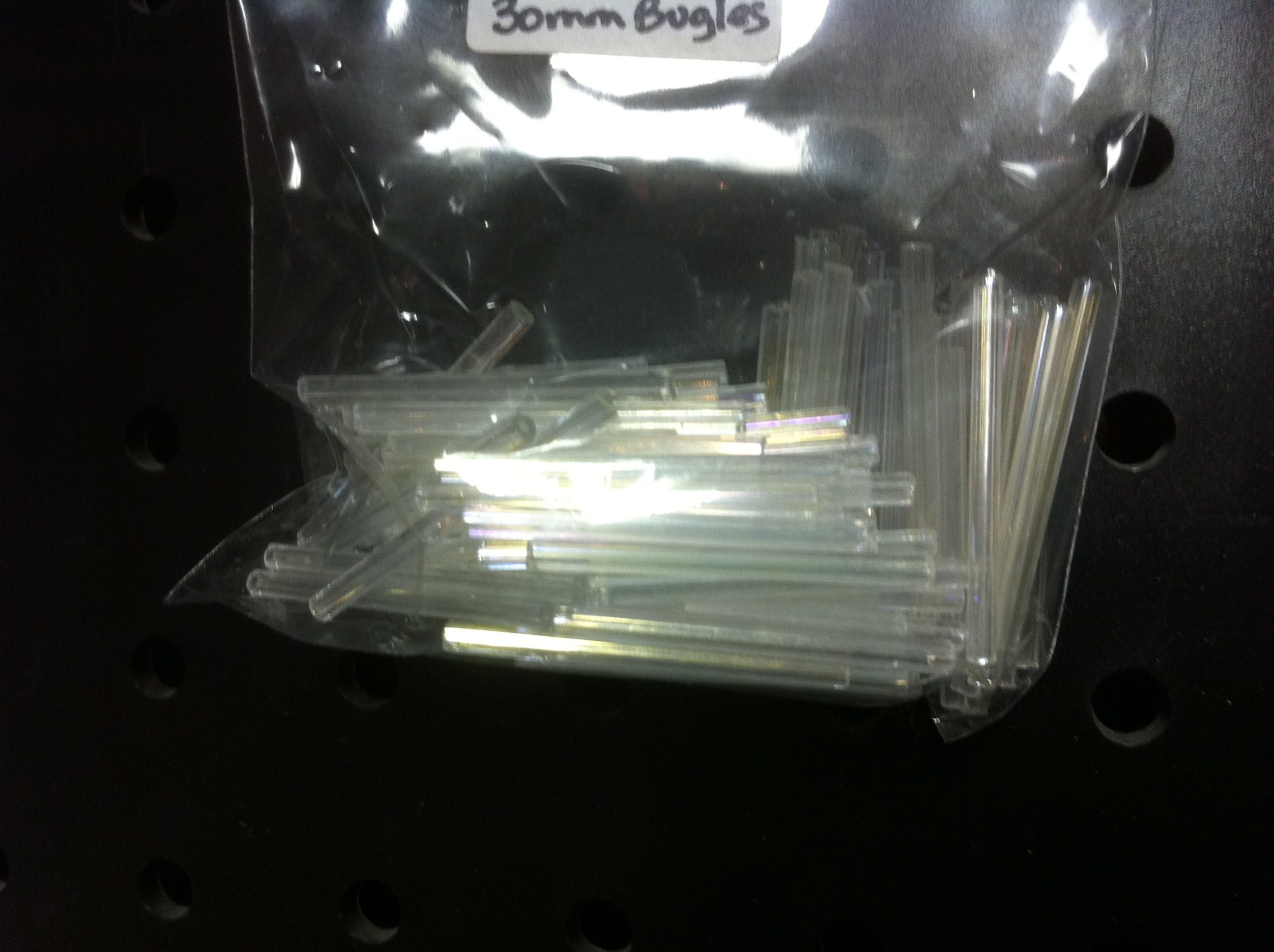 Transparent Iridescent Crystal 30mm Bugle Beads
