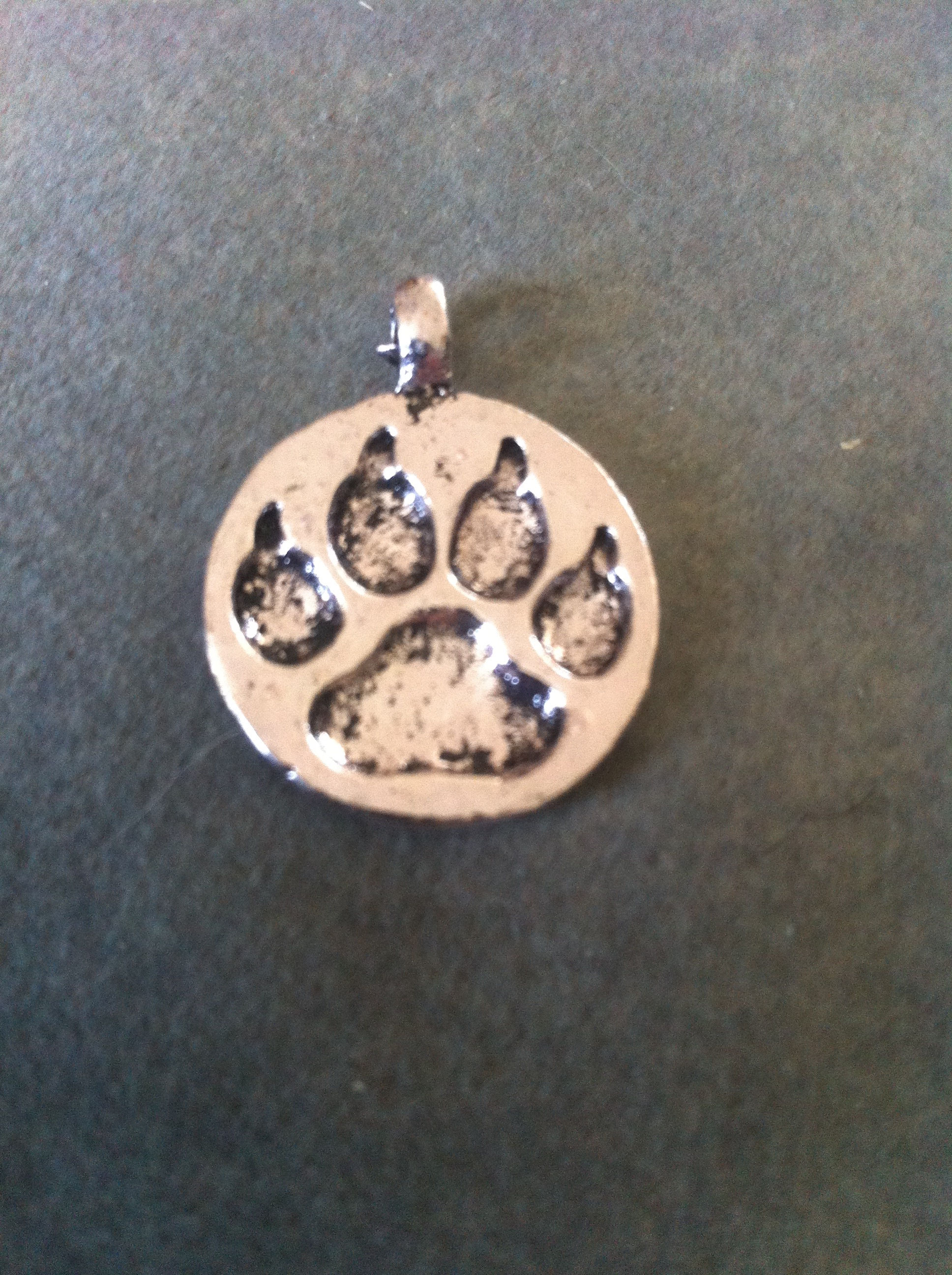 Charms Silver Wolf or dog print medallion #58