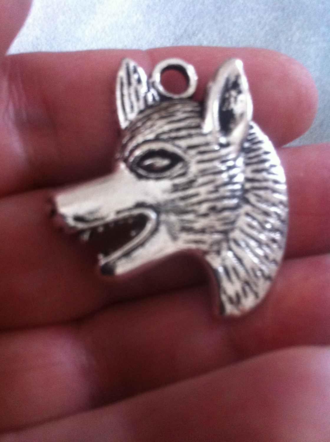 Charms: Silver Wolf Head #49