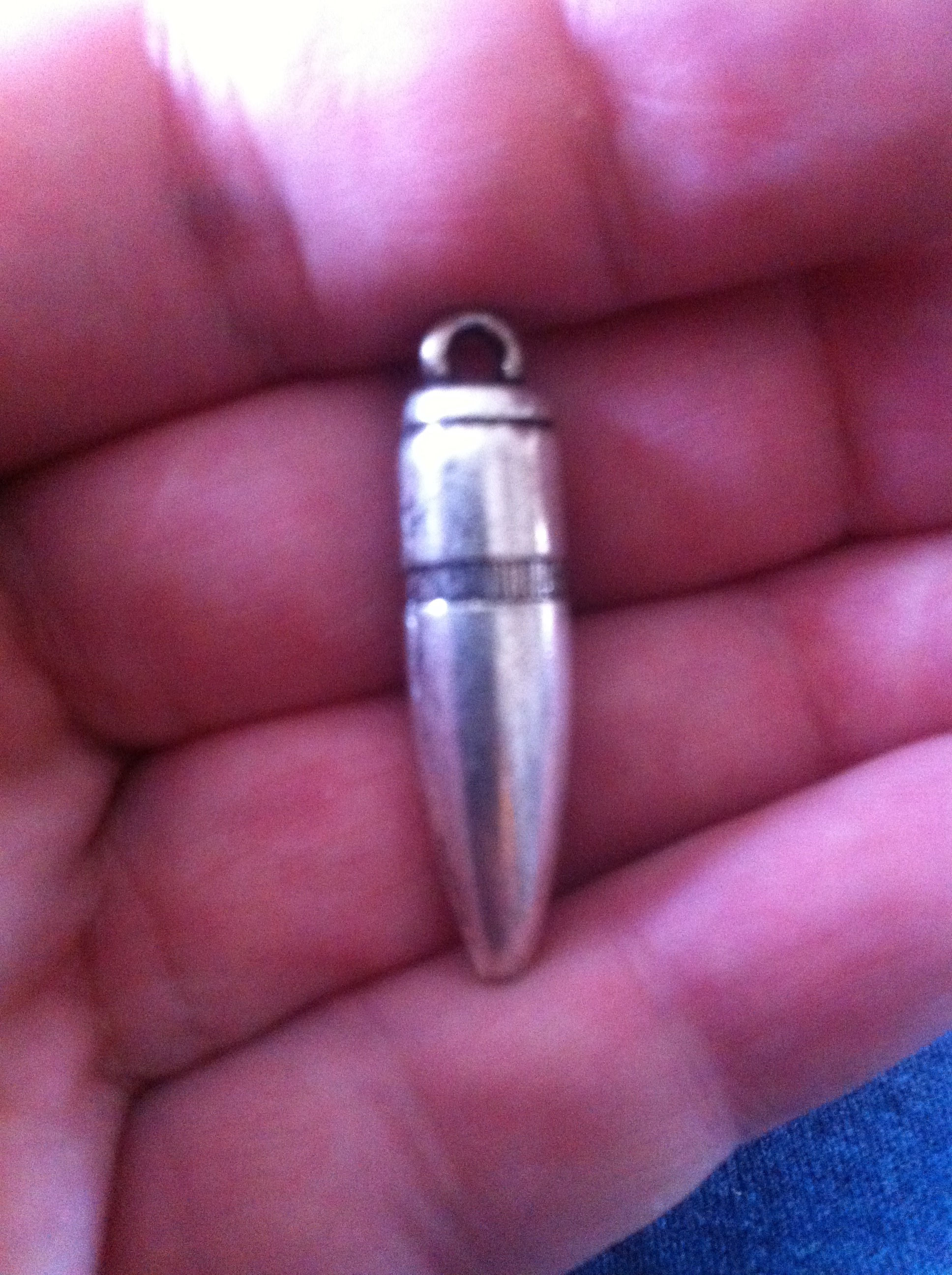 Charms; Large silver realistic bullet charm # 317