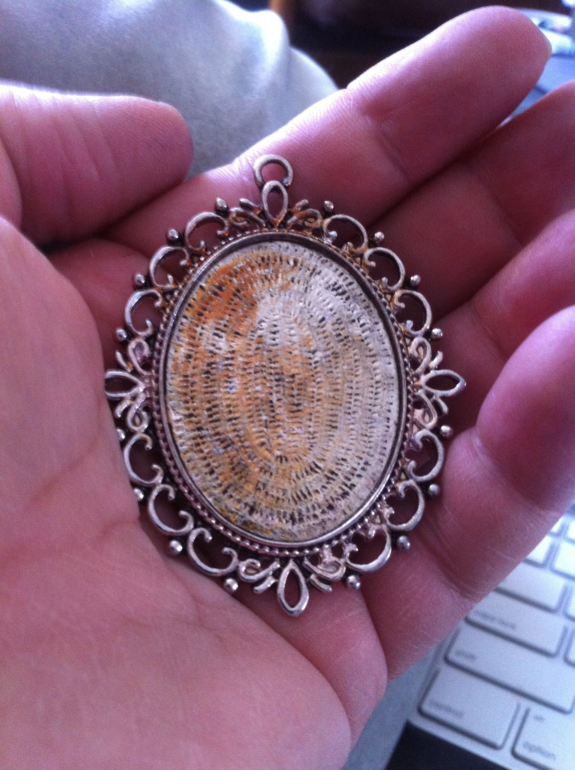 Large silver Cabochon Frame or Bezel 29 x 38 mm