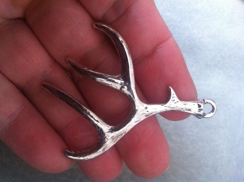 Thumbnail: Charms: Large Silver Antlers #15A