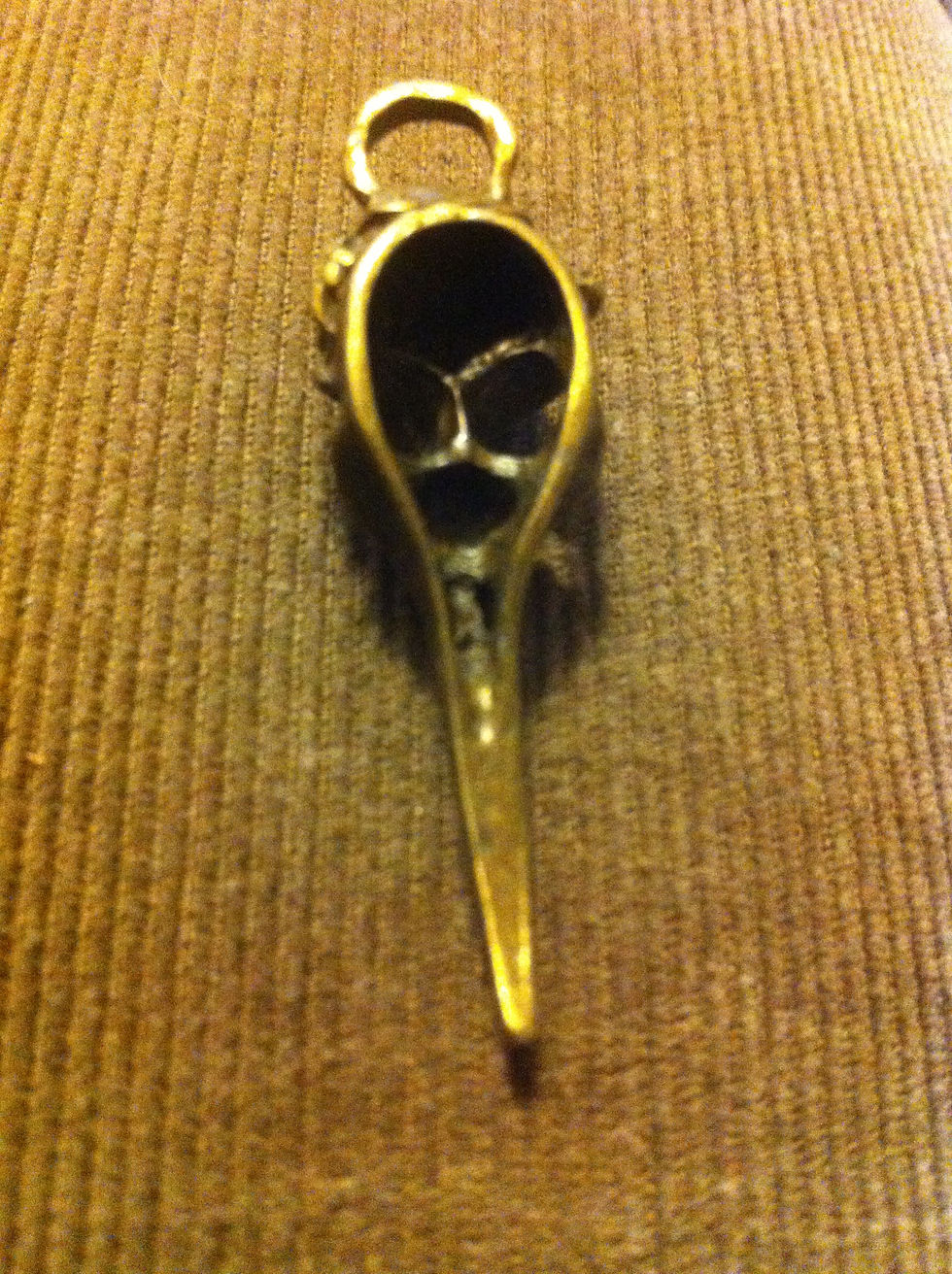 Thumbnail: Charms Large Bronze bird skull with rose #97B