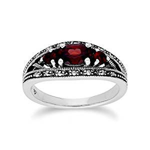 Garnet And Marcasite Ring