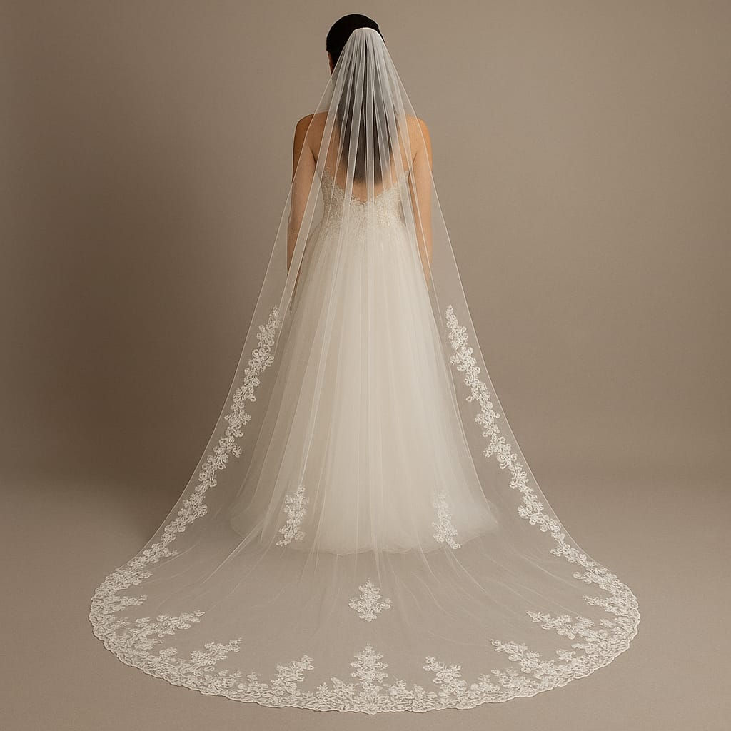 Dlouhý závoj s krajkou