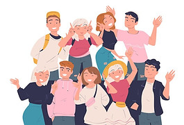 team-happy-people-character-standing-together-waving-hand-smiling-vector-illustration-rejo