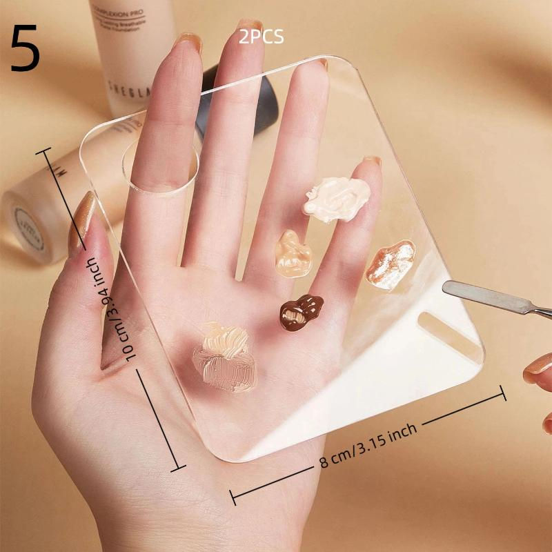 Thumbnail: 2Pcs Acrylic Makeup Palette Transparent Foundation Mixing Palette for Liquid Cre