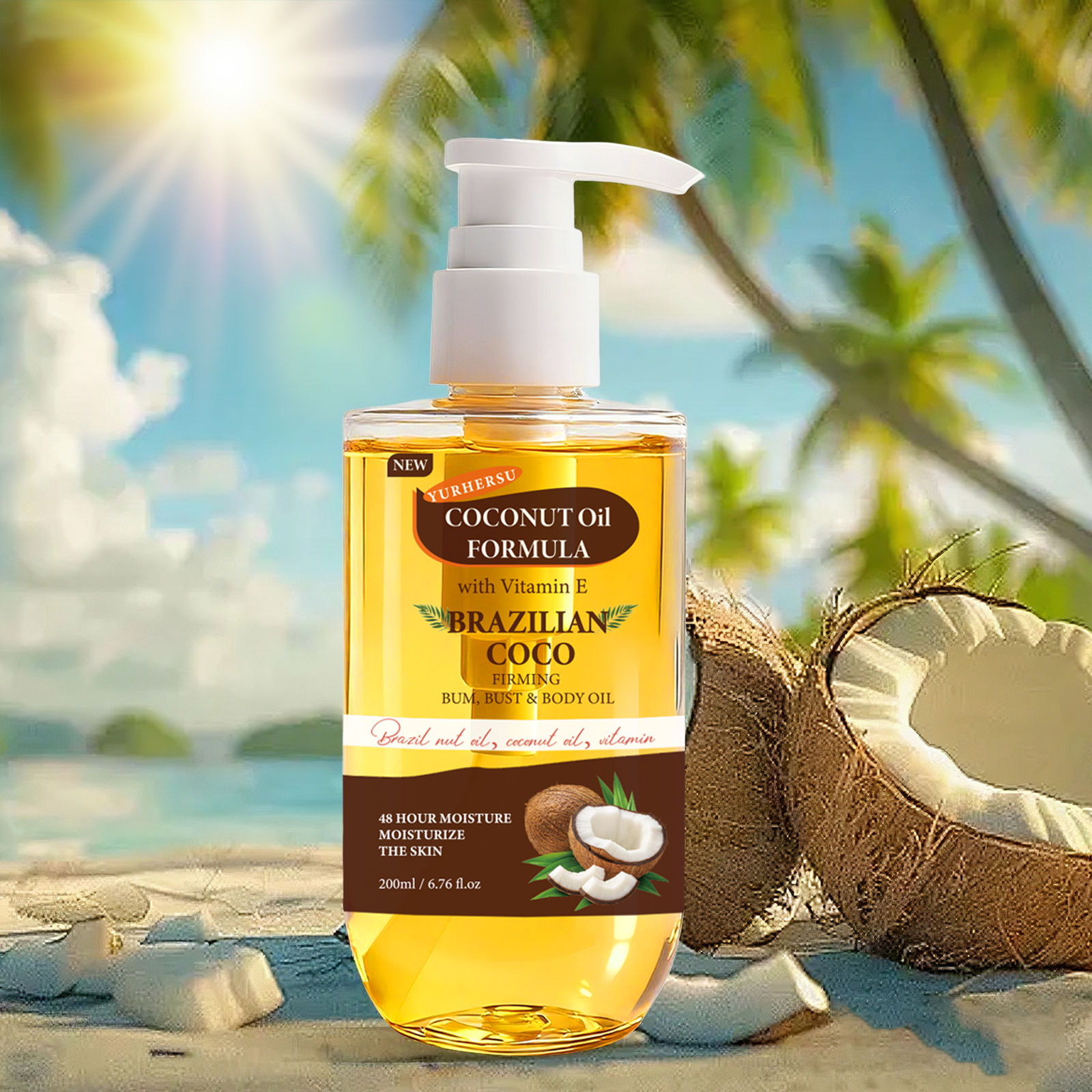 200ML Coconut Body Oil Firming Fade Fine Line Moisturizing Smooth Brightening Re
