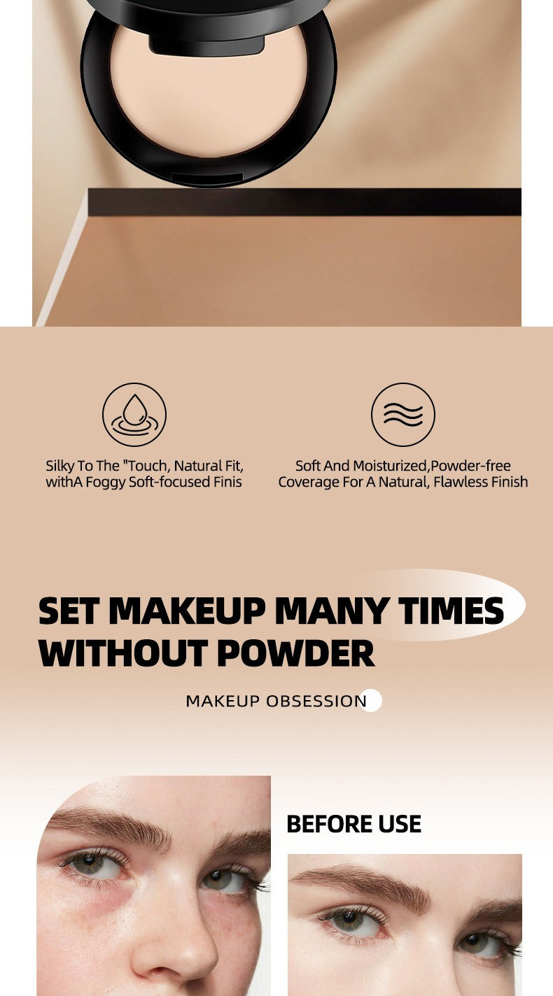 Thumbnail: 3 Colors Matte Concealer Pressed Powder Oil Control Smoothing Finishing Long-Las