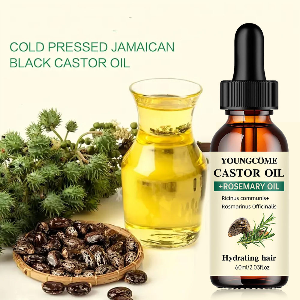 Mix Castor Oil and Rosemary Oil for Hair Growth Enhances hair thickness and Shin
