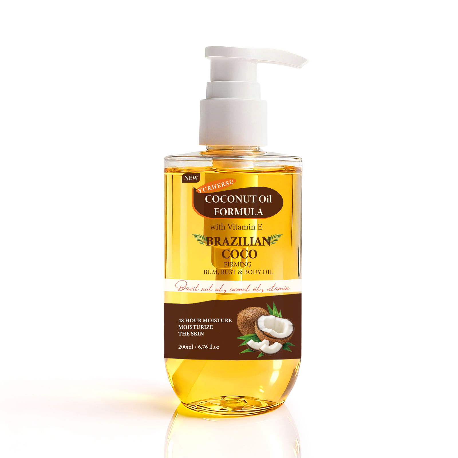 200ML Coconut Body Oil Firming Fade Fine Line Moisturizing Smooth Brightening Re