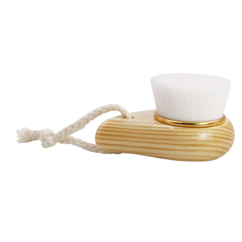 Facial Cleansing Brush, Wooden Handle Soft Bristle Face Brush, Cleaning Device,