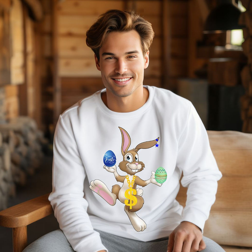 White Hoppin' Blinged Out Bunny Sweatshirt featuring the coolest bunny