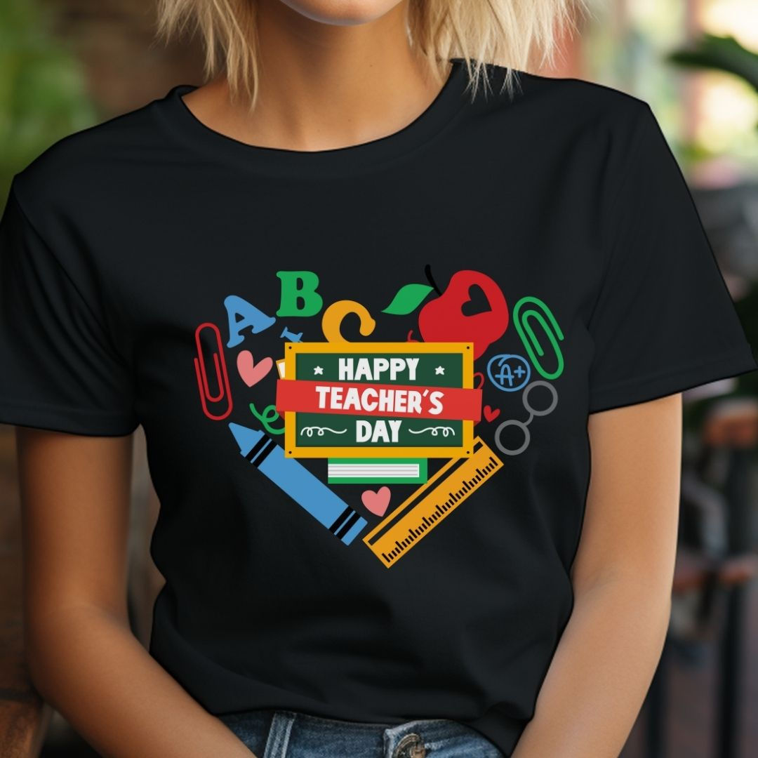 Black Teacher's Heartfelt Happy Teacher's Day T-Shirt