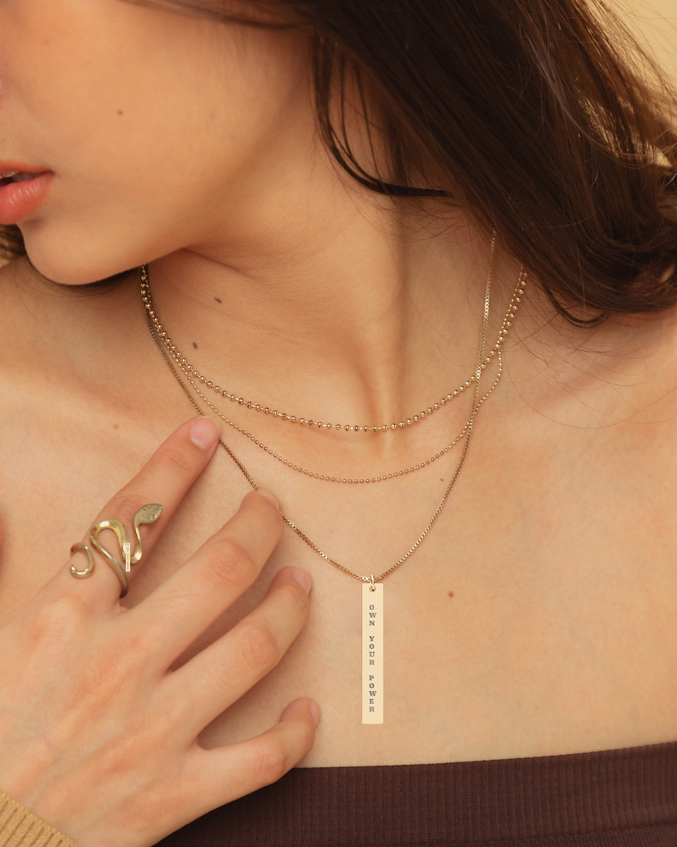 Engraved Vertical Bar Necklace