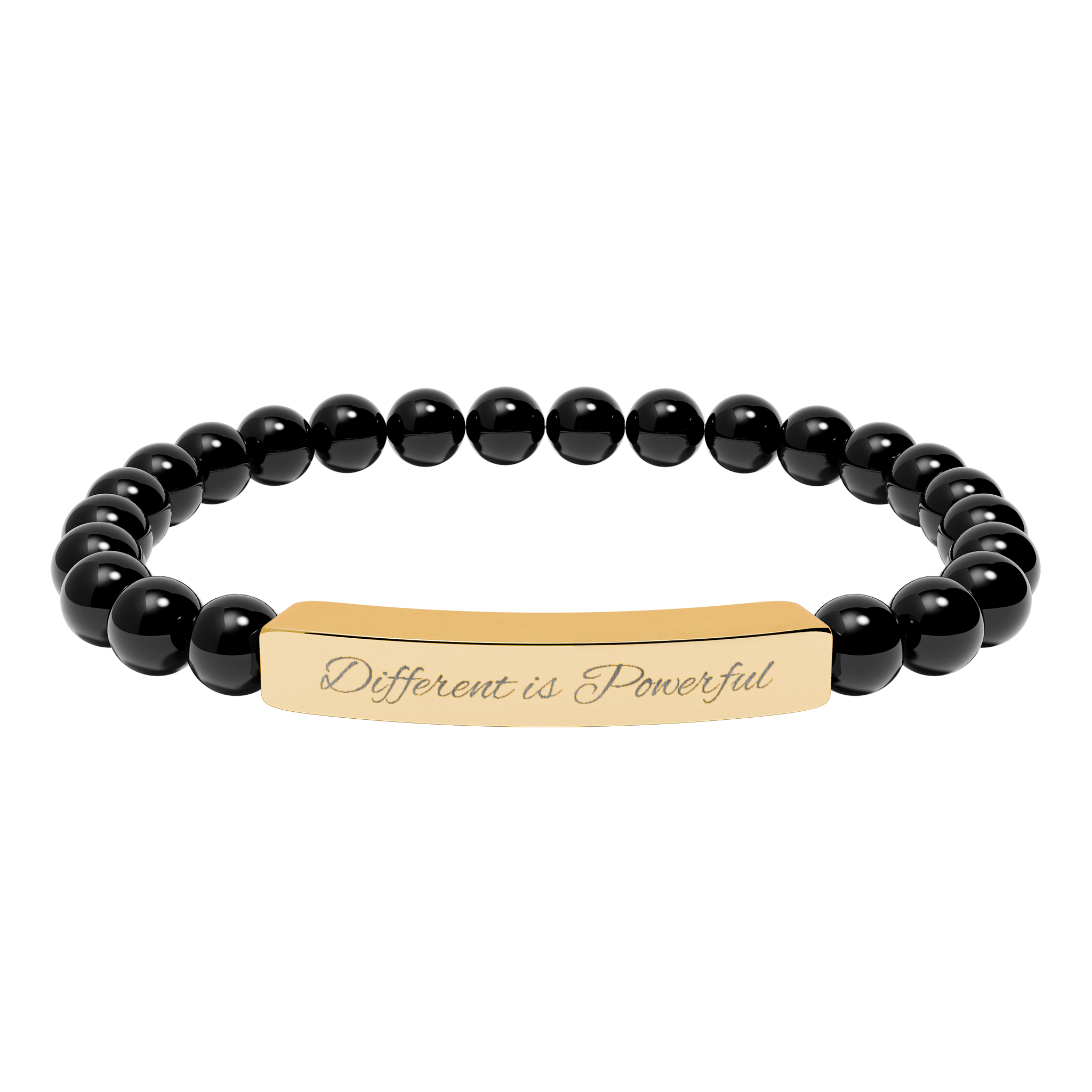 Engraved Natural Stone Stretch Bar Bracelet