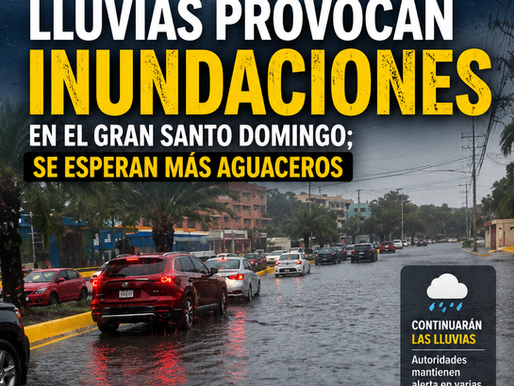 Lluvias provocan inundaciones en el Gran Santo Domingo; se esperan más aguaceros