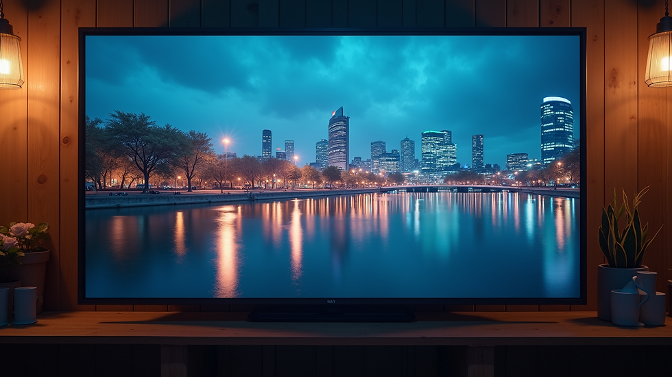 Vista frontal de una pantalla mostrando la transmisión en vivo de un canal de noticias
